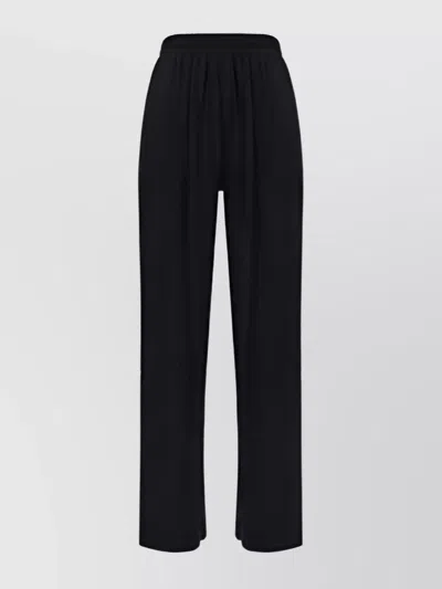 Wild Cashmere Elasticized Waistband Silk Pants With Monochrome Pattern In Black