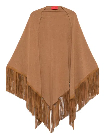 Wild Cashmere Fringed Scarf In Brown
