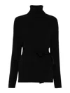 Wild Cashmere Katie Belted Sweater In Black