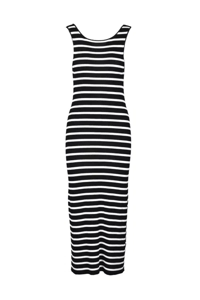 Wild Cashmere Long Knit Dress Silk Viscose - Black/white