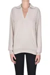 Wild Cashmere Polo Style Pullover In White