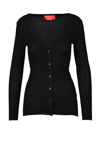 Wild Cashmere Ribbed Cardigan - Black In Blue