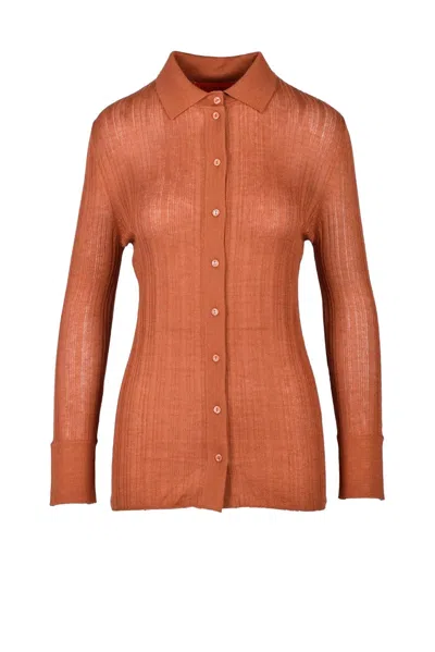 Wild Cashmere Ribbed Cardigan - Cognac In Brown