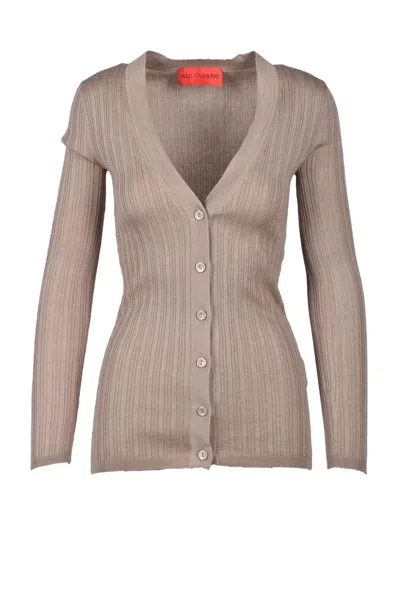 Wild Cashmere Ribbed Cardigan - Taupe In Brown