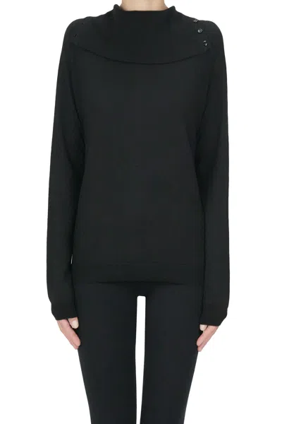 Wild Cashmere Silk And Cashemre Knit Pullover In Black