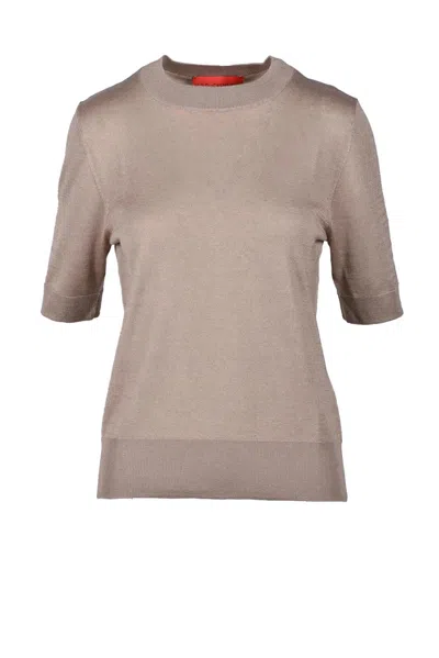 Wild Cashmere Silk And Cashmere Knit Top - Taupe In Multi