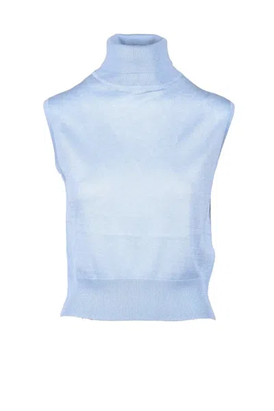 Wild Cashmere Silk And Cashmere Top - Light Blue