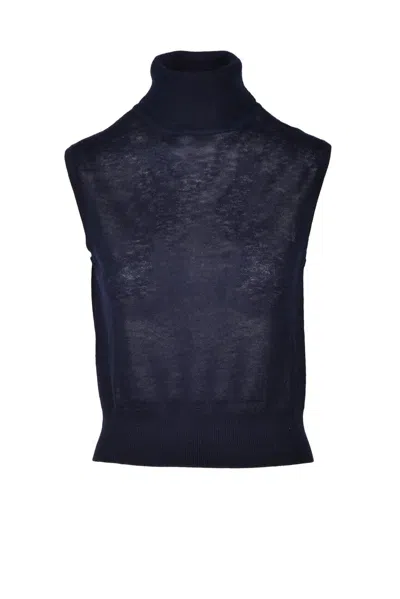 Wild Cashmere Silk And Cashmere Top - Navy Blue