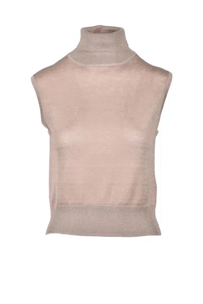 Wild Cashmere Silk And Cashmere Top - Taupe In Pink