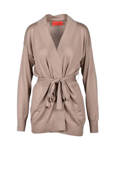 Wild Cashmere Silk Cashmere Cardigan - Taupe In Brown