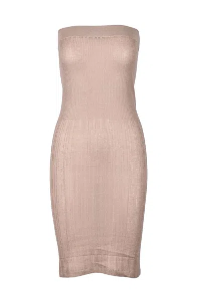 Wild Cashmere Silk Cashmere Dress - Taupe In Pink