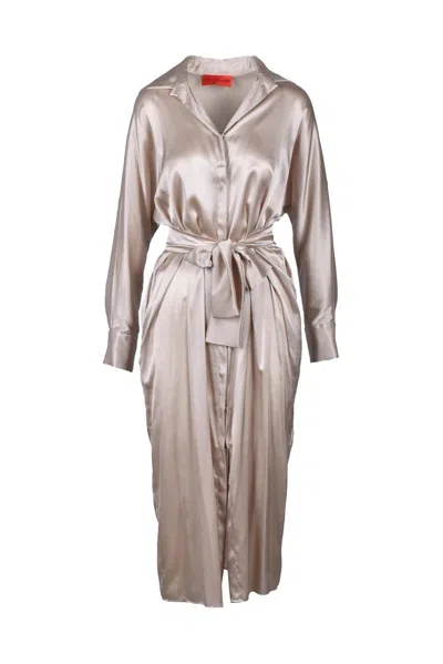 Wild Cashmere Silk Chemise Dress - Beige In Brown