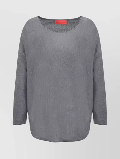 Wild Cashmere Silk Knit Texture Sweater With Ribbed Finish In Gray