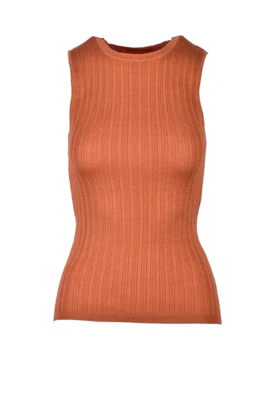 Wild Cashmere Silk/cashmere Top - Cognac In Brown