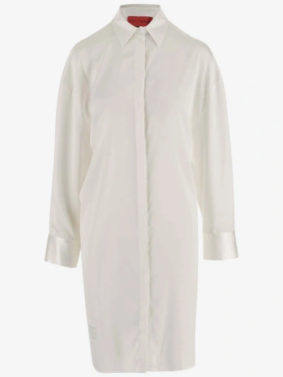 Wild Cashmere Stretch Silk Chemise Dress In White