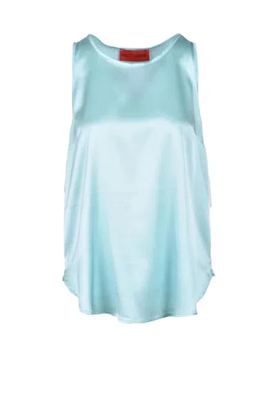 Wild Cashmere Stretch Silk Top - Aqua Green In Brown