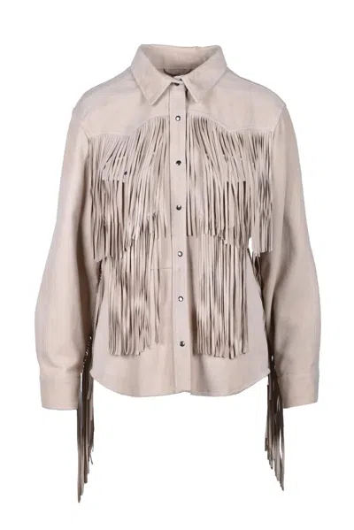 Wild Cashmere Suede Leather Shirt - Beige In White