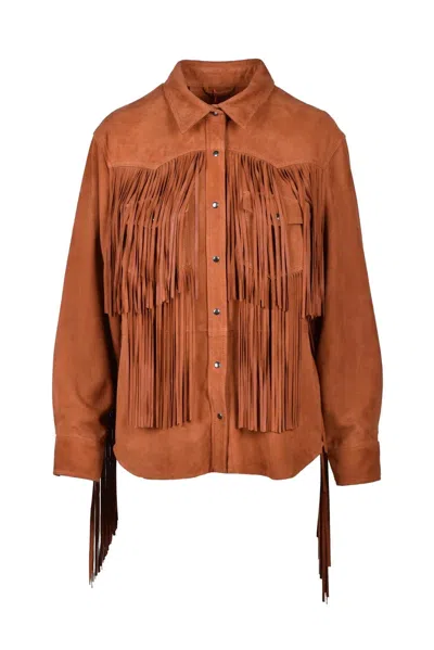 Wild Cashmere Suede Leather Shirt - Cognac In Brown