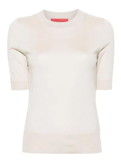 Wild Cashmere Selena Short-sleeve Knitted Top In Beige
