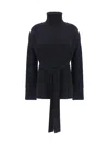 Wild Cashmere Katie Belted Sweater In Black
