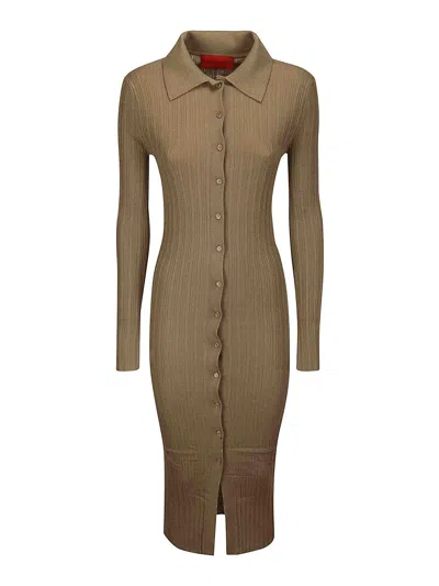Wild Cashmere Ribbed Long Dress In Taupe
