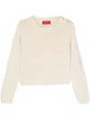 WILD CASHMERE WHITE SILK BLEND SWEATER WITH METAL BUTTONS FOR WOMEN