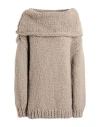 Wild Cashmere Woman Sweater Taupe Size 6 Wool, Silk, Cashmere In Grey