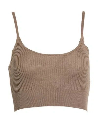 Wild Cashmere Woman Top Taupe Size 4 Silk, Cashmere In Brown