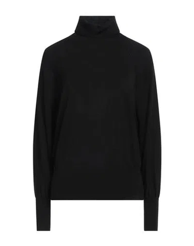 Wild Cashmere Woman Turtleneck Black Size 10 Silk, Cashmere