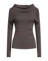 Wild Cashmere Woman Turtleneck Khaki Size 8 Silk, Cashmere In Gray