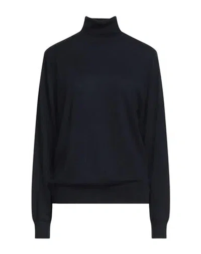 Wild Cashmere Woman Turtleneck Midnight Blue Size 14 Silk, Cashmere