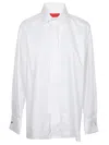 Wild Cashmere Cotton Shirt With Long Sleeves And Side Slits In White