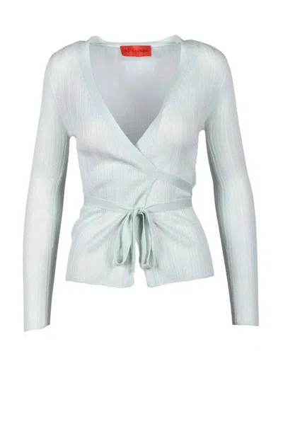 Wild Cashmere Wrap Cardigan - Aqua In Gray