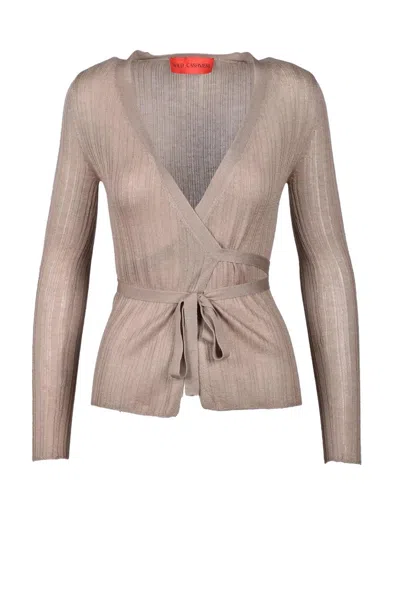 Wild Cashmere Wrap Cardigan - Taupe In Brown