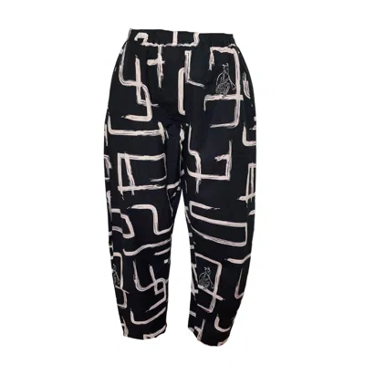 Wild Clouds Men's Black / White Organic Cotton & Linen Black & White Balloon Trousers In Black/white