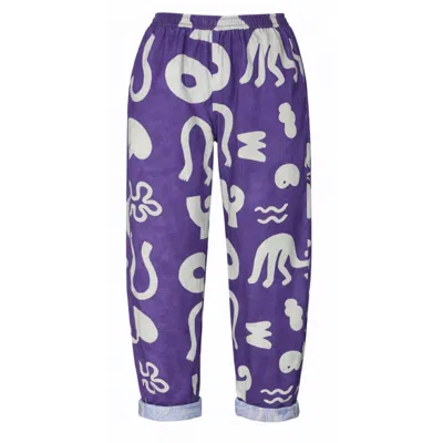 Wild Clouds Women's Blue Organic Cotton & Linen Balloon Trousers In Things In Multi