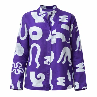 Wild Clouds Women's Blue Organic Cotton & Linen Shirt In Things