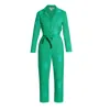 Wild Clouds Women's Green Organic Cotton & Linen Jumpsuit In Meadow Flow In Green