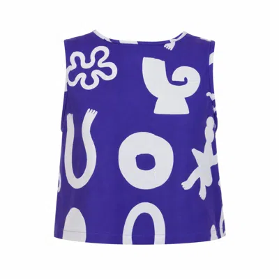 Wild Clouds Women's Organic Cotton & Linen Two-way Tank - Blue Things