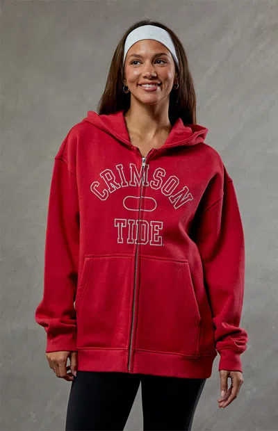 Wild Collective Women's Alabama Crimson Tide Embroidered Zip Up Hoodie In Red