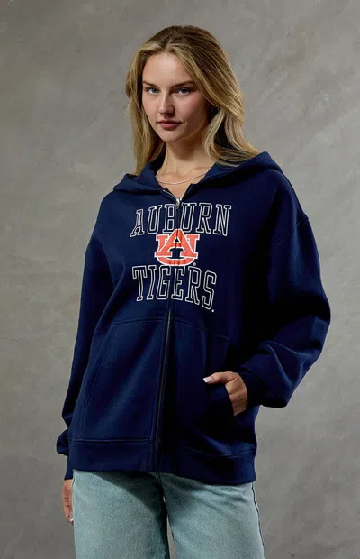 Wild Collective Women's Auburn Tigers Zip Up Hoodie In Navy