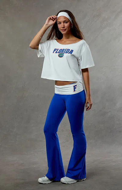 Wild Collective Women's Florida Gators Fold-over Flare Yoga Pants In Blue