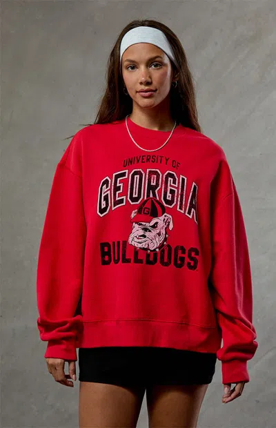 Wild Collective Women's Georgia Bulldogs Crew Neck Sweatshirt In Red