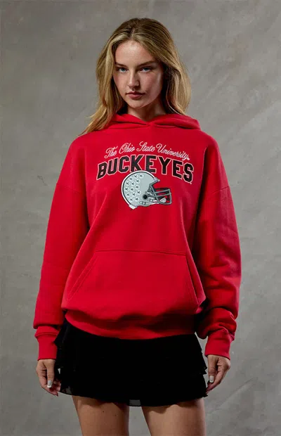 Wild Collective Women's Ohio State Embroidered Hoodie In Red