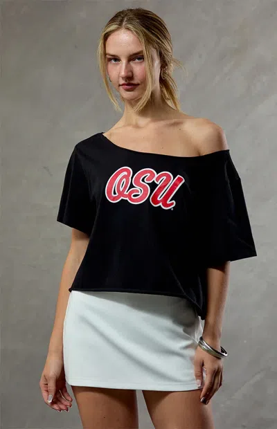 Wild Collective Women's Ohio State Off-the-shoulder Oversized T-shirt In Black