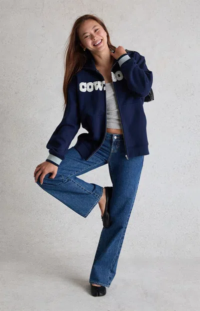 Wild Collective Women's X Nfl Dallas Cowboys Zip Up Hoodie In Navy
