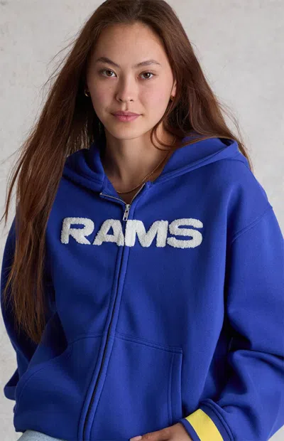 Wild Collective Women's X Nfl La Rams Zip Up Hoodie In Blue