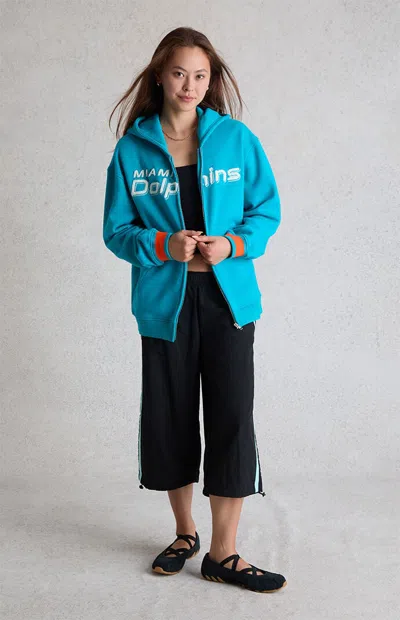 Wild Collective Women's X Nfl Miami Dolphins Zip Up Hoodie In Turquoise