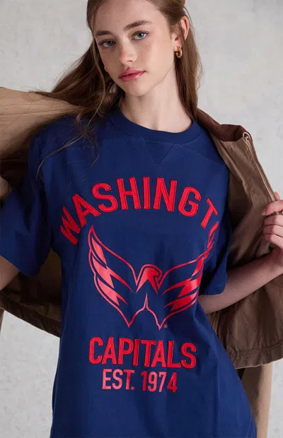 Wild Collective Women's X Nhl Dc Capitals Boxy T-shirt In Navy In Blue