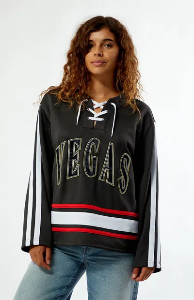 Wild Collective Women's X Nhl Las Vegas Golden Knights Long Sleeve Hockey Jersey In Charcoal In Black